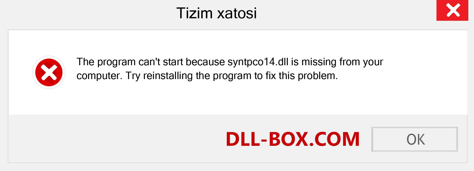 syntpco14.dll fayli yo'qolganmi?. Windows 7, 8, 10 uchun yuklab olish - Windowsda syntpco14 dll etishmayotgan xatoni tuzating, rasmlar, rasmlar